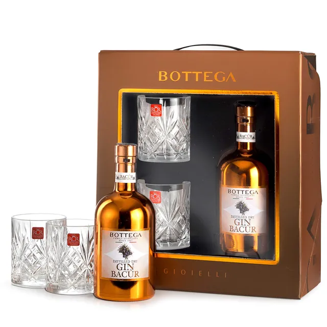 Bottega Bacûr Dry Gin gift set gin 500ml con 2 bicchieri