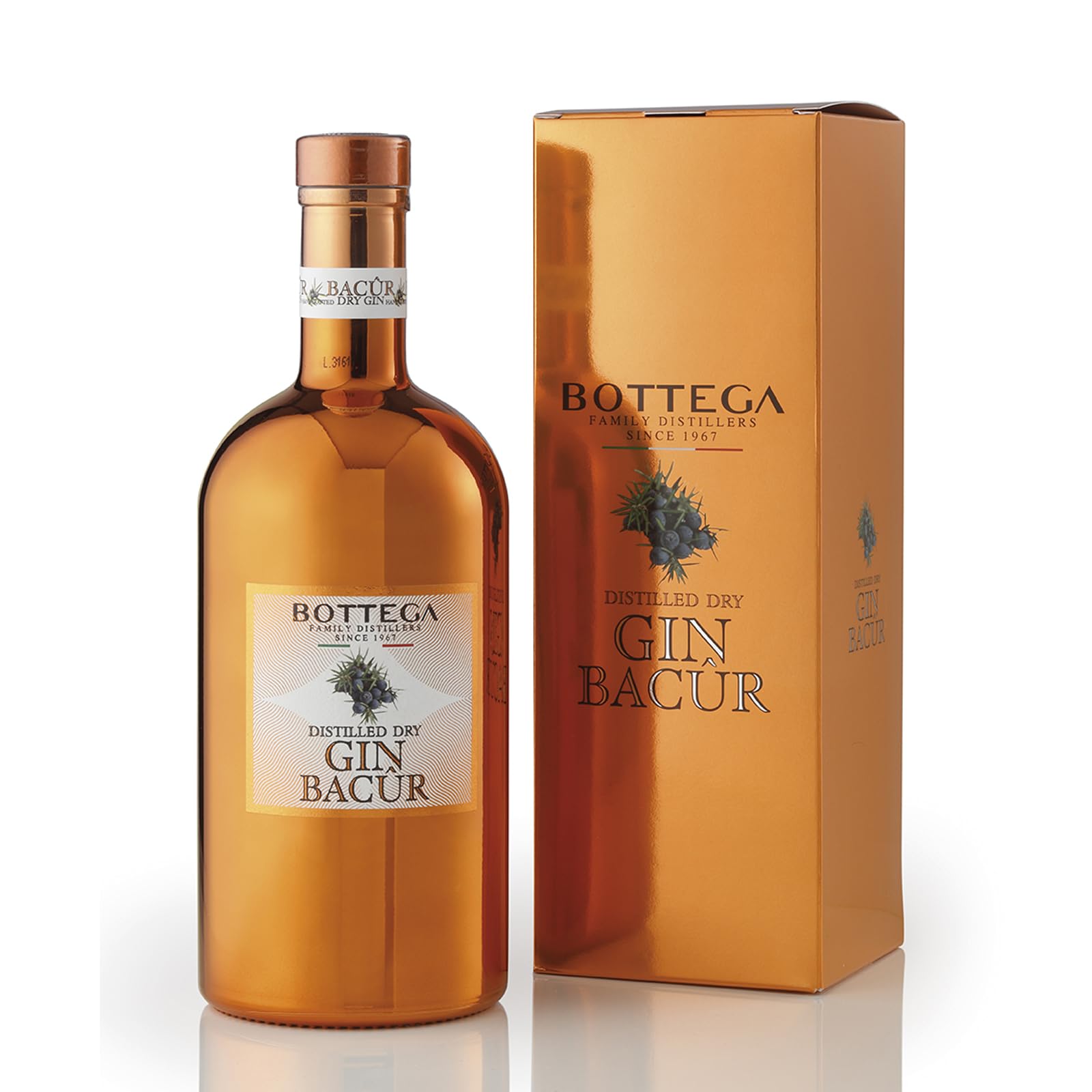 Bottega Bacûr Dry Gin gift set gin 500ml con 2 bicchieri